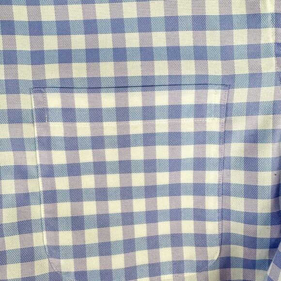 Jos A Bank Shirt Men Medium Blue Purple Plaid Tailored Wrinkle Free Signature‎ - Picture 5 of 13